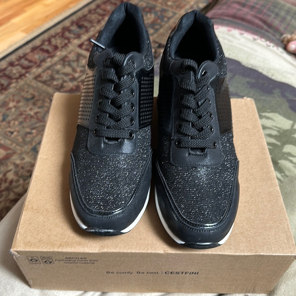 Cestfini black sparkly tennis shoes